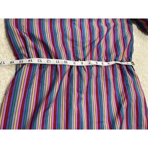 VTG Betsys Things Dress Rainbow Striped Midi 70s-80s Womens Size 7 Short Sleeve - Picture 3 of 9